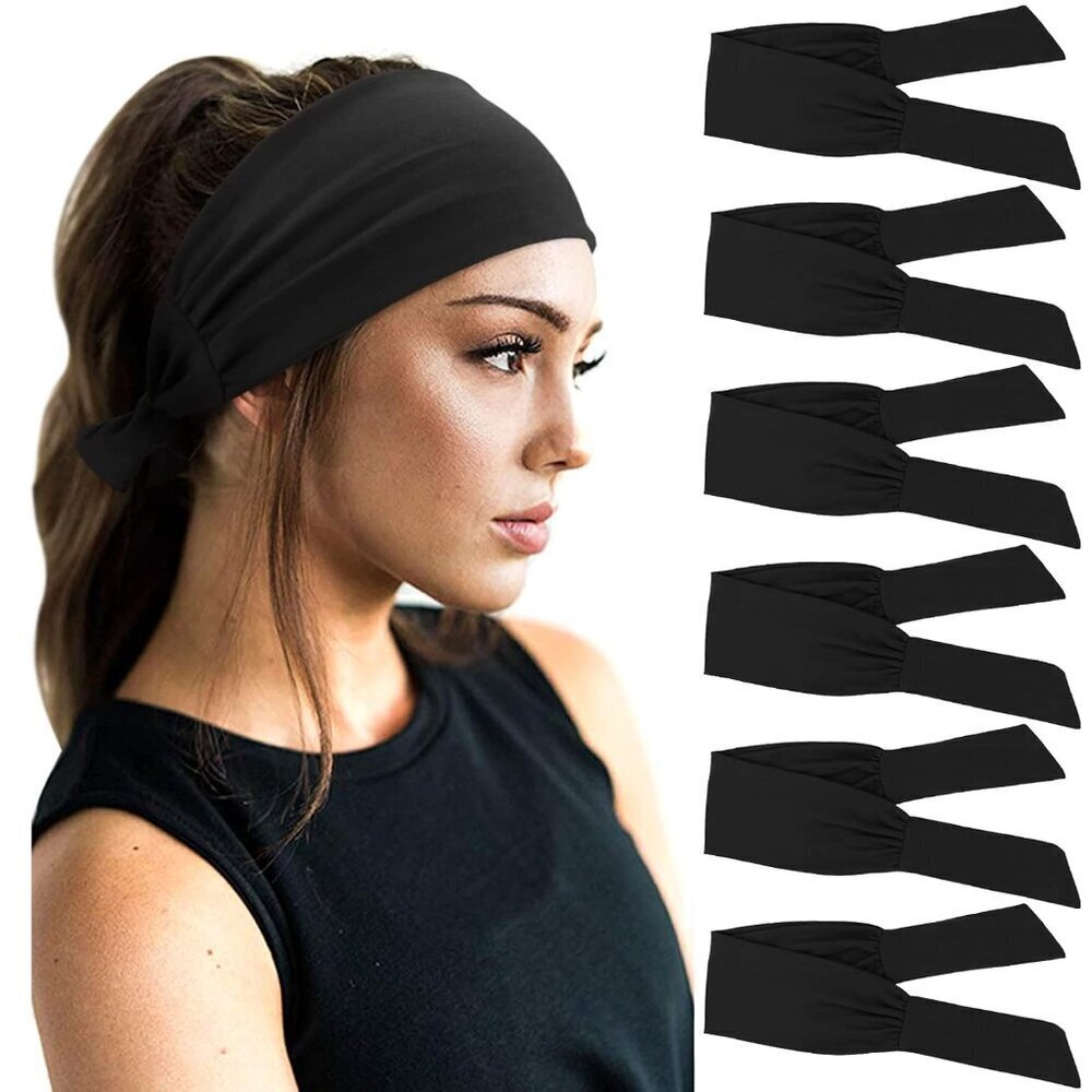 6 Pack Women's Adjustable Knotted Headbands Non-Slip Sport Yoga Workout